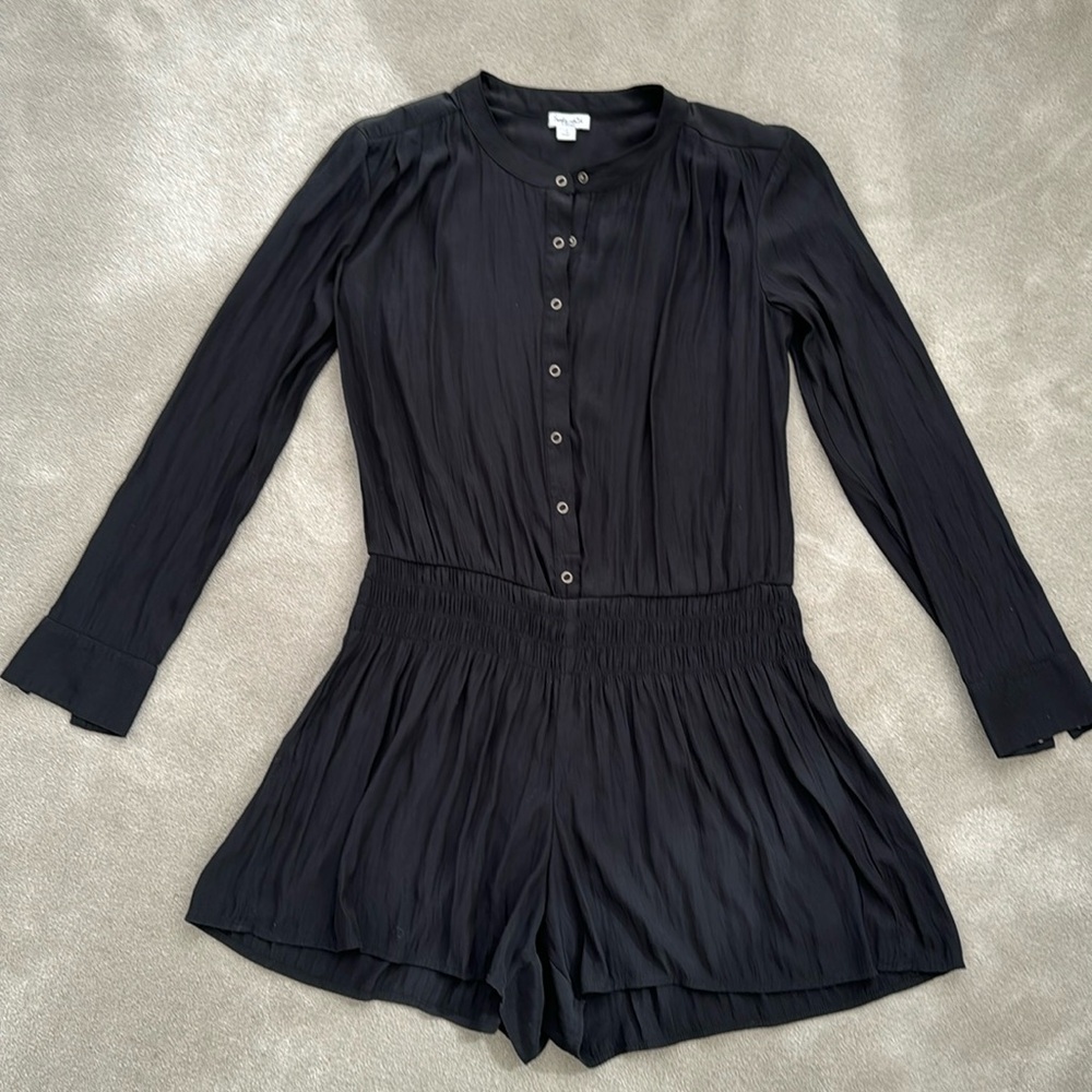 Splendid black long sleeve romper, size XS